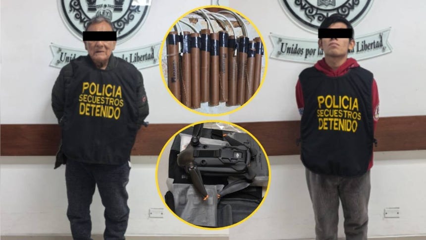 Los intervenidos tenían en su poder dinamitas, armas y un dron.
