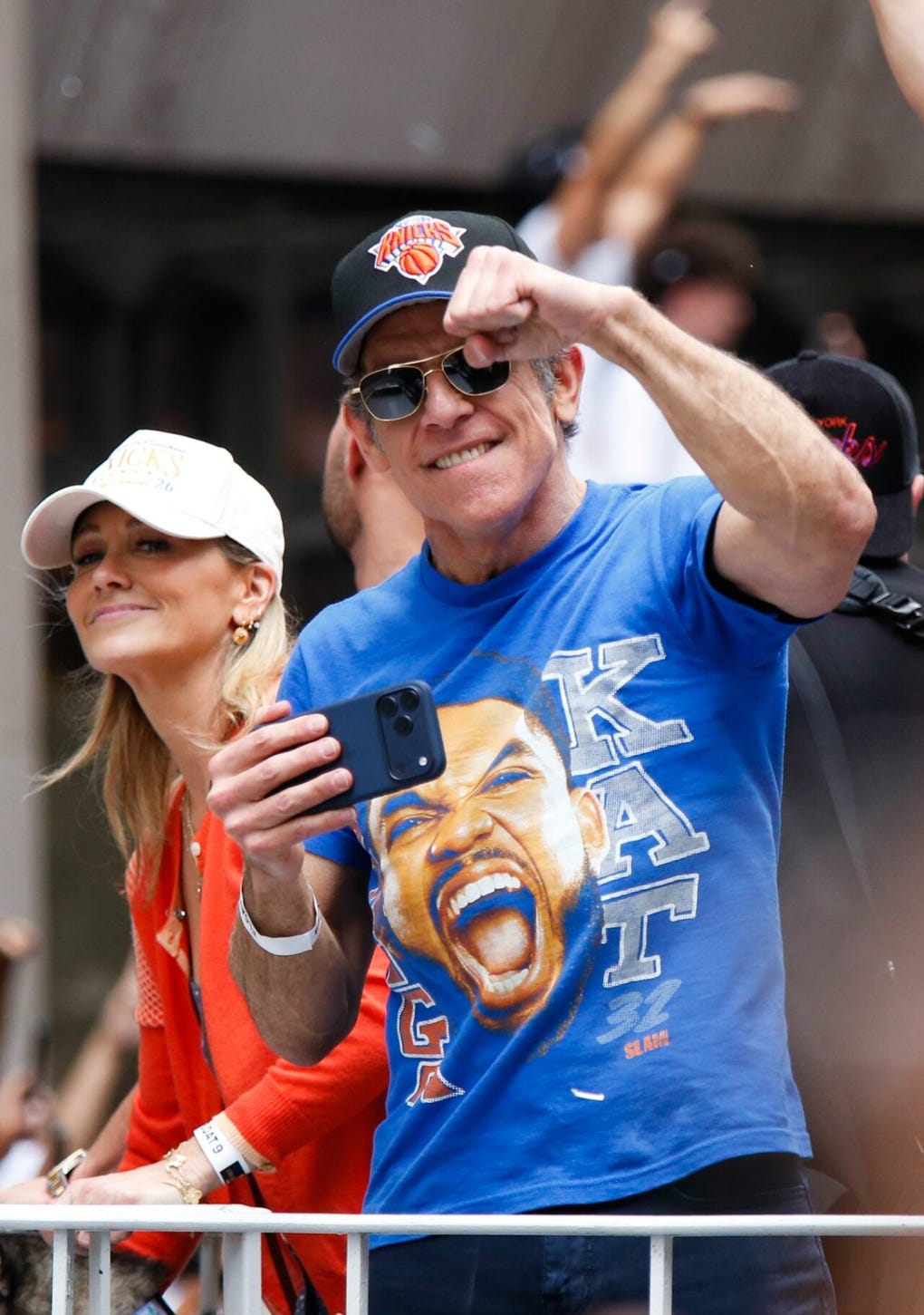 El actor Ben Stiller, fanático de los Knicks, también participó de las celebraciones.