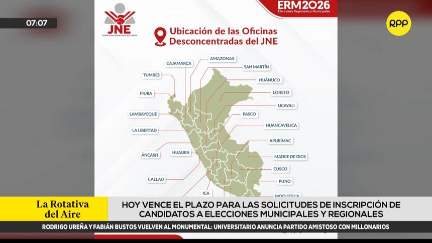 Elecciones Regionales y Municipales 2026: este viernes vence plazo para las solicitudes de inscripción de candidatos