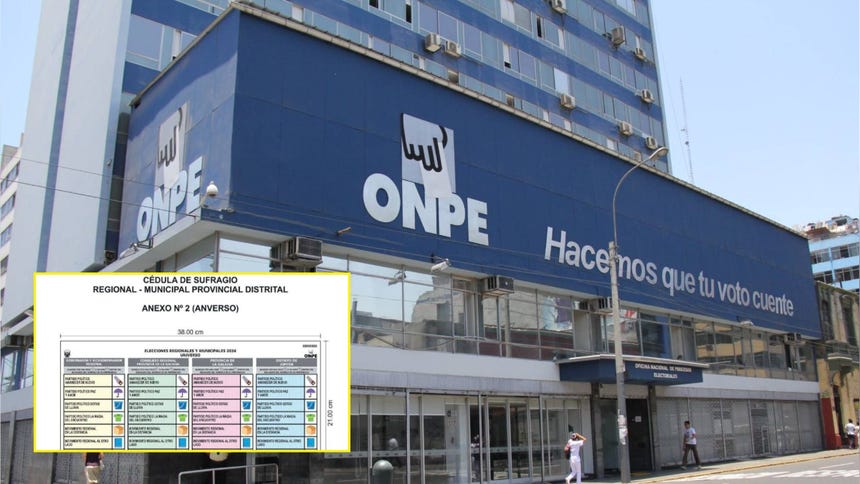 La ONPE también precisó que los partidos políticos que aparecerán en la parte superior de la cédula y los movimientos regionales en la sección inferior.