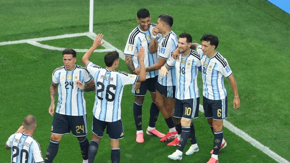 La Albiceleste anotó el primer gol al minuto 38.
