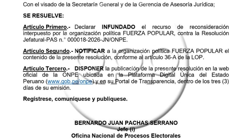 Resolución de la ONPE sobre el caso Fuerza Popular
