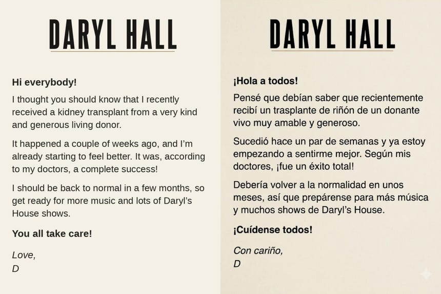 Comunicado de Daryl Hall