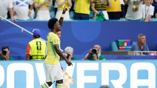 Vinicius Jr. pone el primero del partido para Brasil frente Escocia