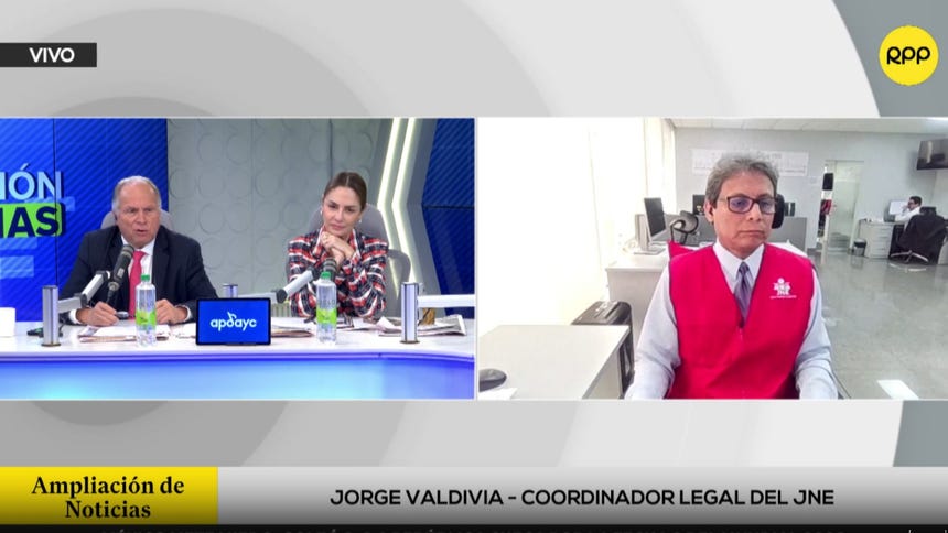 Valdivia dijo que Rafael López Aliaga presentó un informe para no ser proclamado, pero fue desestimado