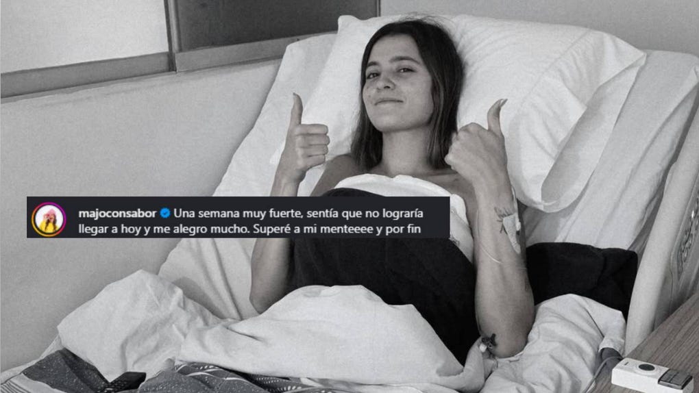 'Majo con Sabor' publica fotografías desde una clínica y recibe el apoyo de figuras de la televisión.