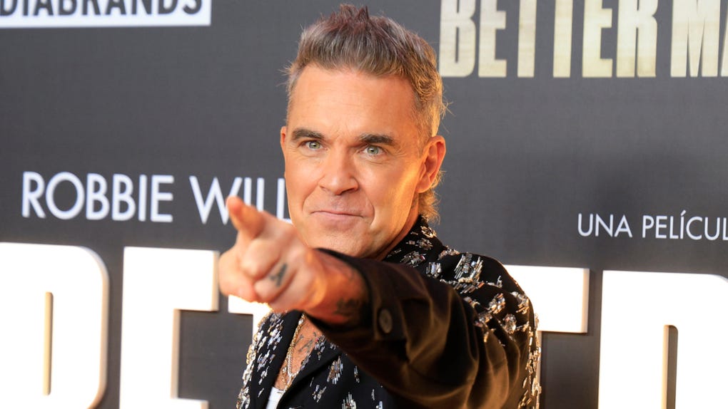 Robbie Williams durante el estreno de la película que narra su vida, 'Better Man'.