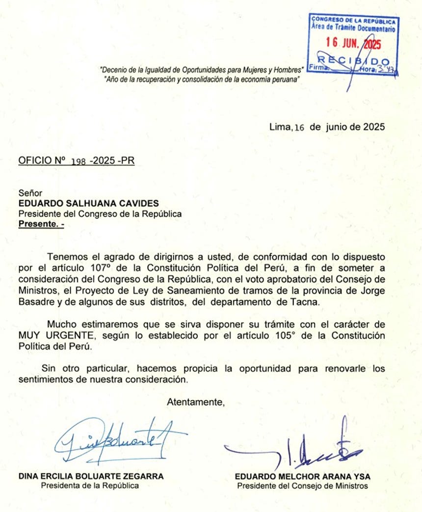 Proyecto de Ley presentado por el Poder Ejecutivo. 