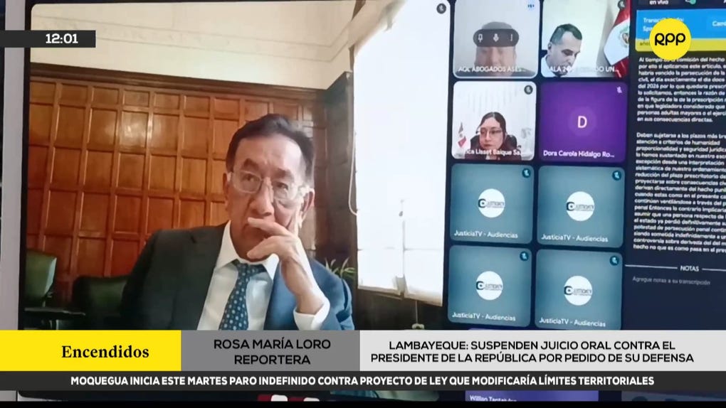 José María Balcázar: Poder Judicial suspende juicio oral contra el presidente por pedido de su defensa