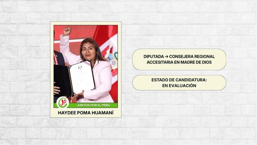 Haydee Poma, elegida como diputada por Madre de Dios, postula como candidata a consejera regional accesitaria.