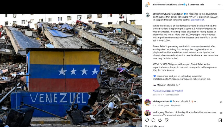 La fundación All Within My Hands anuncia su apoyo a la organización Direct Relief para labores médicas en Venezuela.