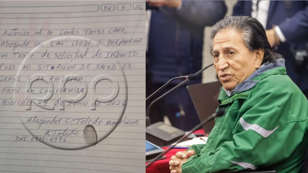 Alejandro Toledo autorizó a su defensa legal a tramitar su indulto humanitario