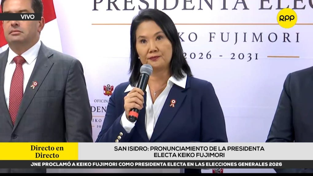 Keiko Fujimori se pronunció tras ser proclamada como presidenta electa de la República