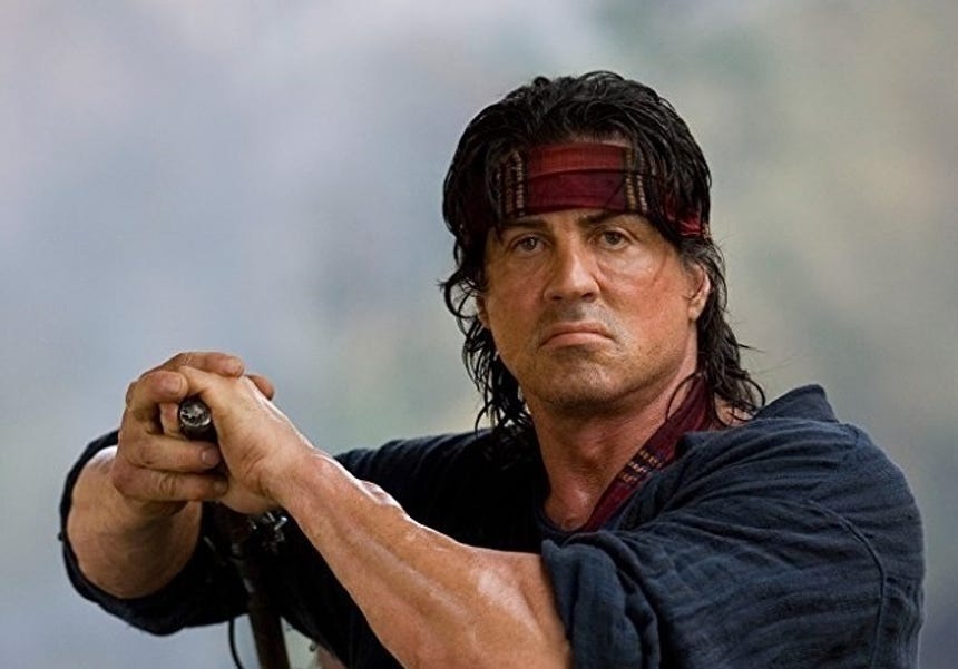 Rambo es una popular saga de películas de acción protagonizadas por Sylvester Stallone. Está basada en los personajes creados por el novelista David Morrell en su novela First Blood, que también es el título original de la primera película de la saga.