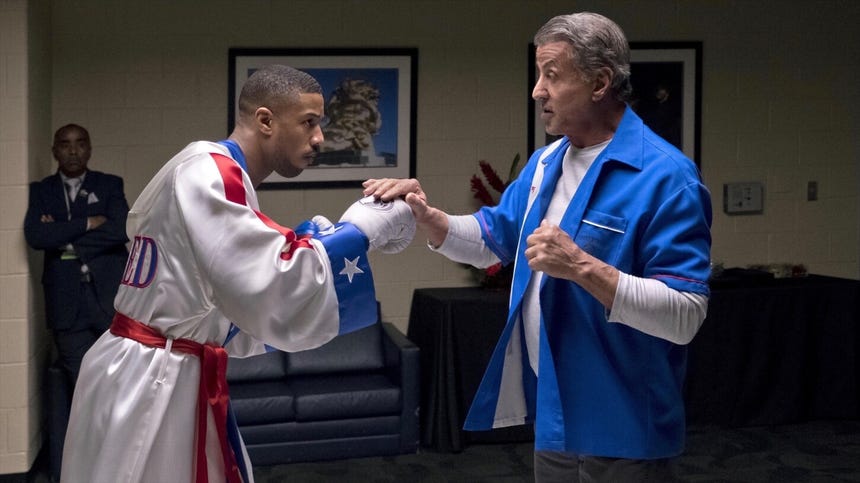 Sylvester Stallone en 'Creed II' junto a Michael B. Jordan.   