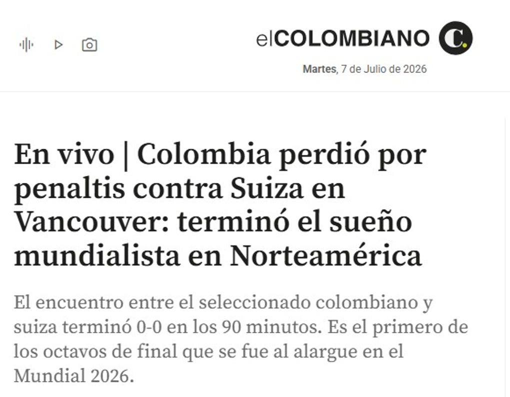 Colombia perdió por penaltis contra Suiza en Vancouver: terminó el sueño mundialista en Norteamérica