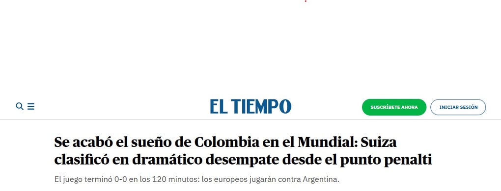 Se acabó el sueño de Colombia en el Mundial: Suiza clasificó en dramático desempate desde el punto penalti