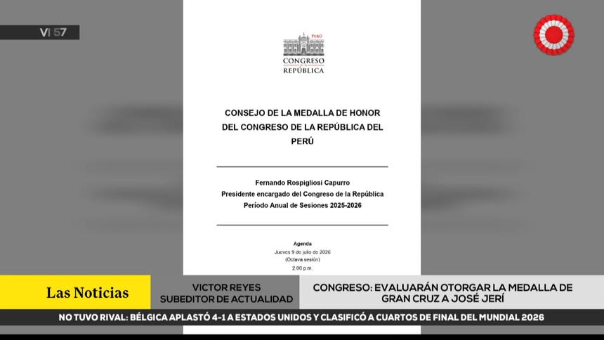 José Jerí: Congreso evaluará este jueves si se le otorga la medalla de Gran Cruz