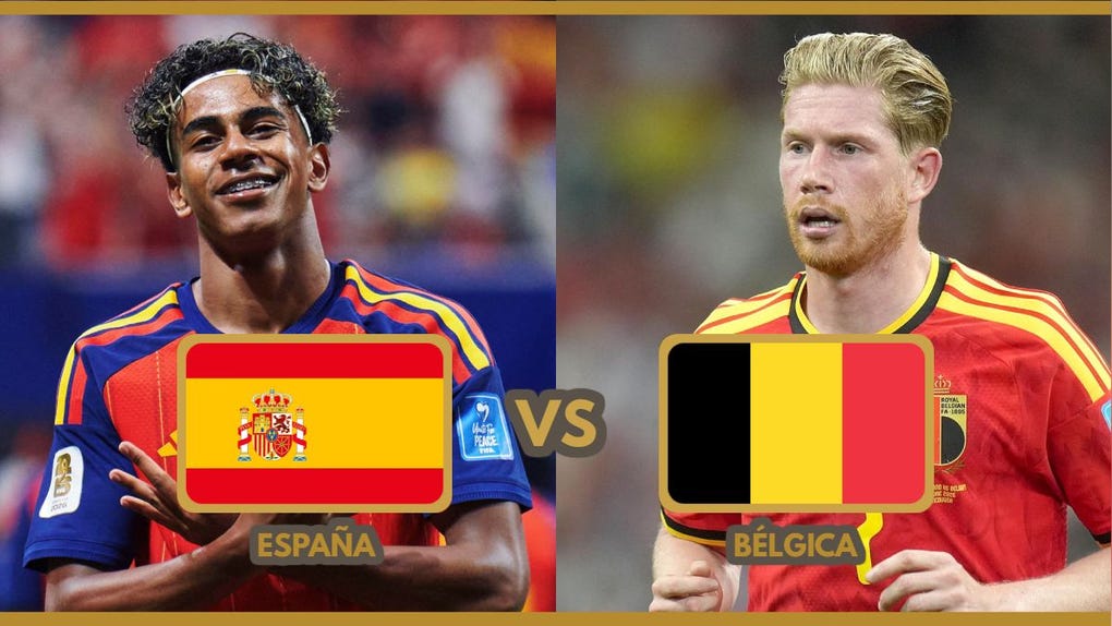 Señal de partido, España vs Bélgica por la Copa del Mundo FIFA.
