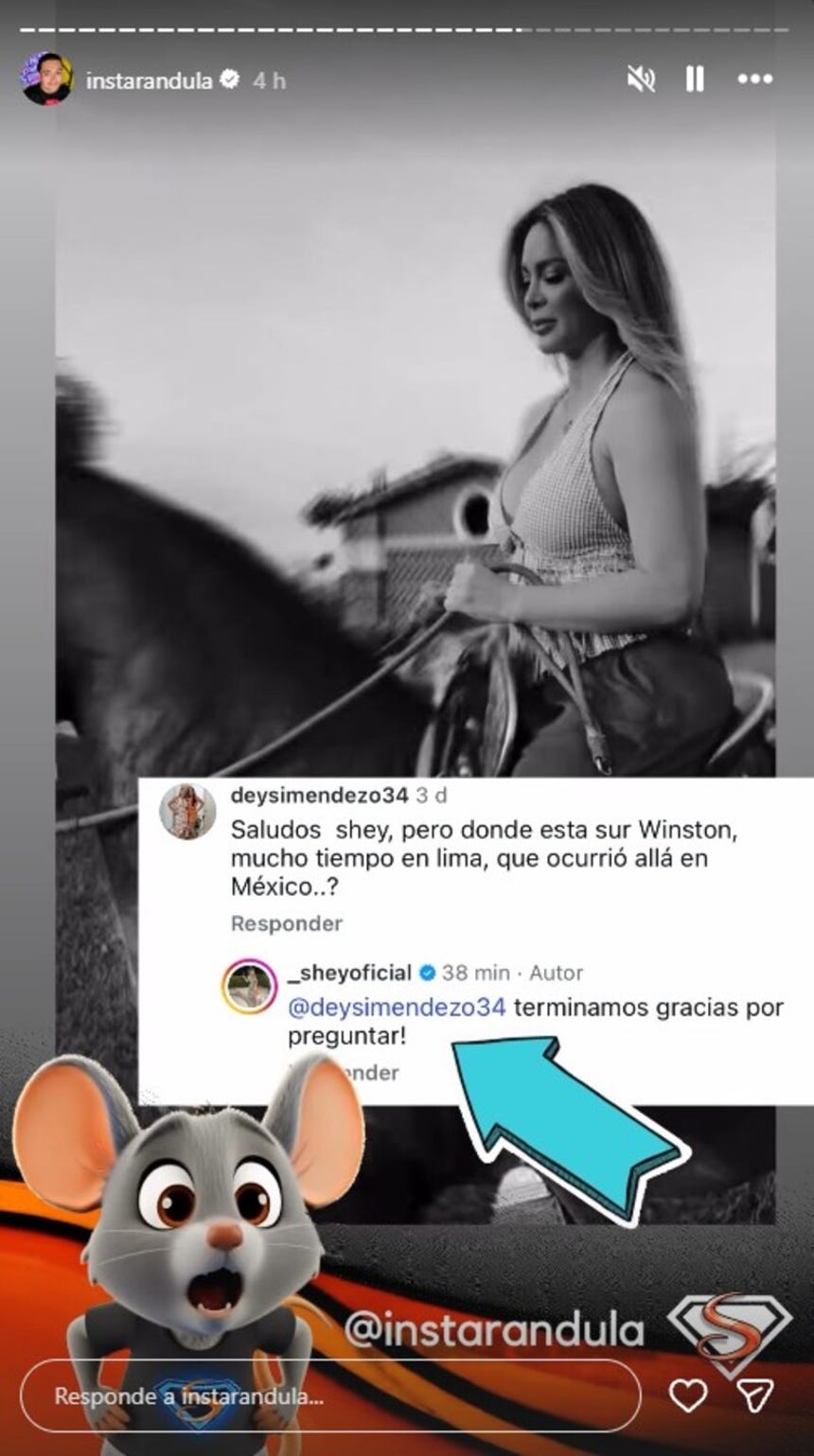 Sheyla Rojas confirma su separación de Sir Winston en respiesta a seguidora.