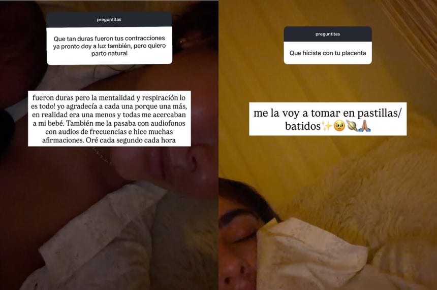 Isabella Ladera responde a usuario que le preguntó por su placenta al nacer su hijo.