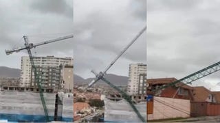 Fuerte temporal azota Chile: una grúa de construcción cedió a los vientos y cayó sobre viviendas y vehículos en Coquimbo