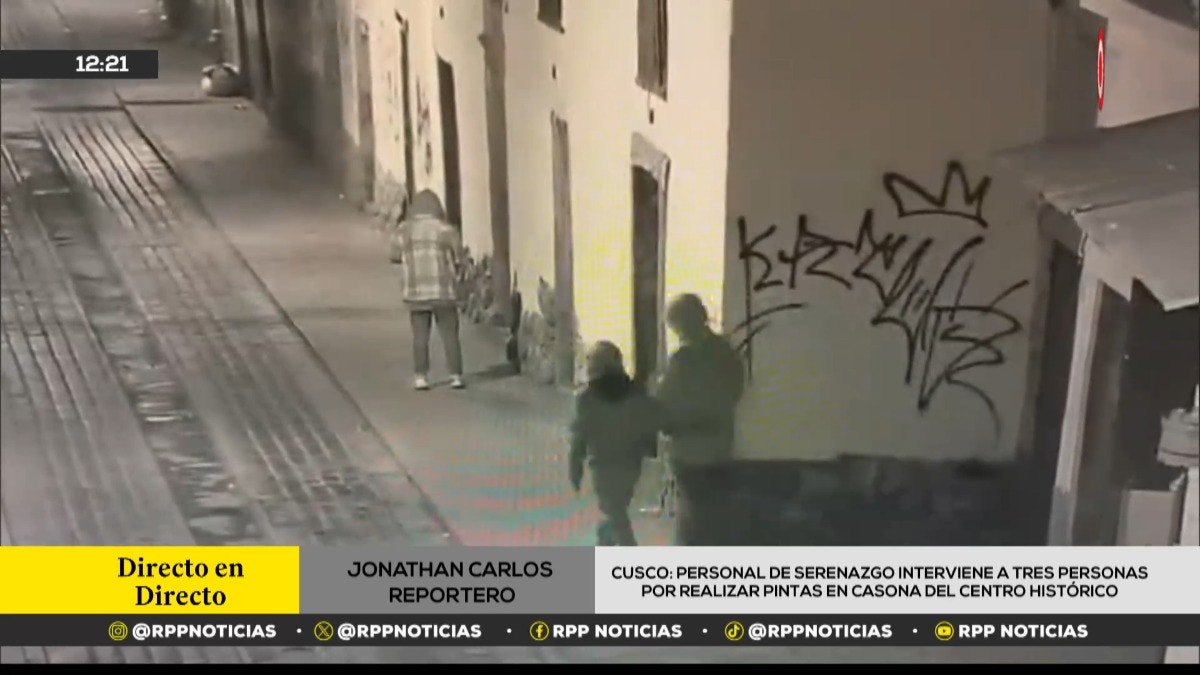 Tres personas son intervenidas tras realizar pintas en casona del Centro Histórico del Cusco