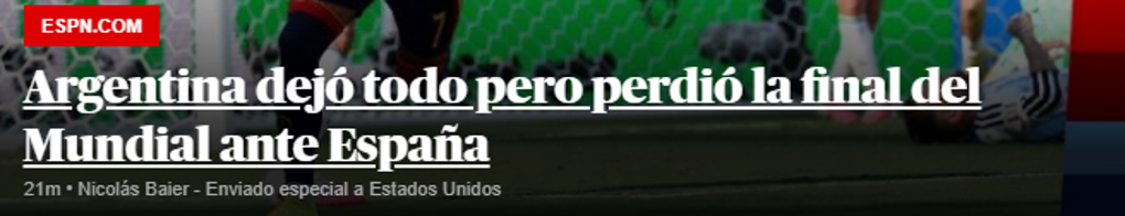 Así informó la prensa brasileña la caída de Argentina ante España.