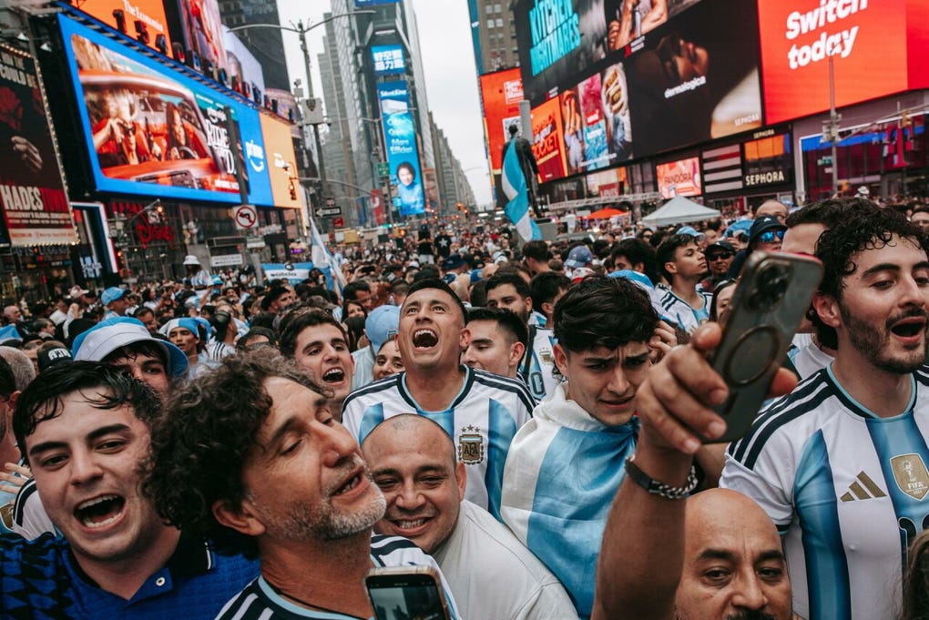 Hay claramente mayoría de hinchas argentinos en New York y New Jersey.