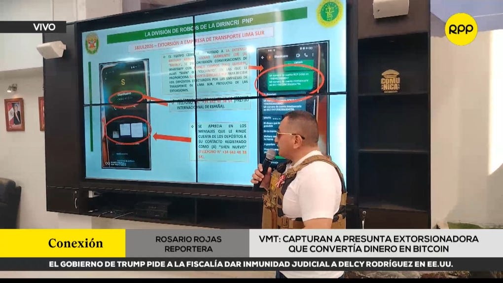 VMT: capturan a presunta extorsionadora que enviaba dinero a España para convertirlo en bitcoins