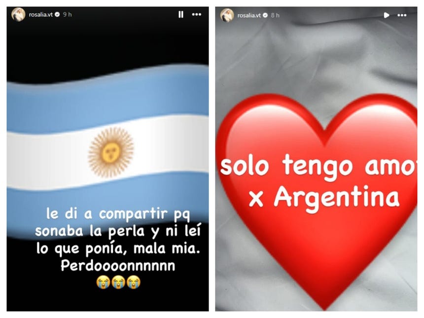 Rosalía se disculpa con Argentina.