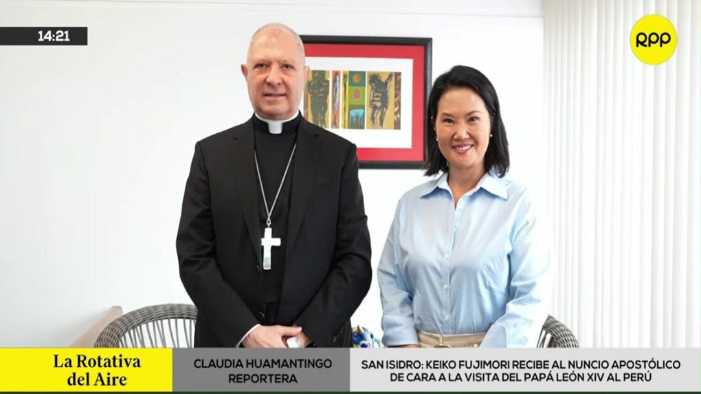 Keiko Fujimori recibe al nuncio apostólico por preparativos de la visita del papa León XIV al Perú