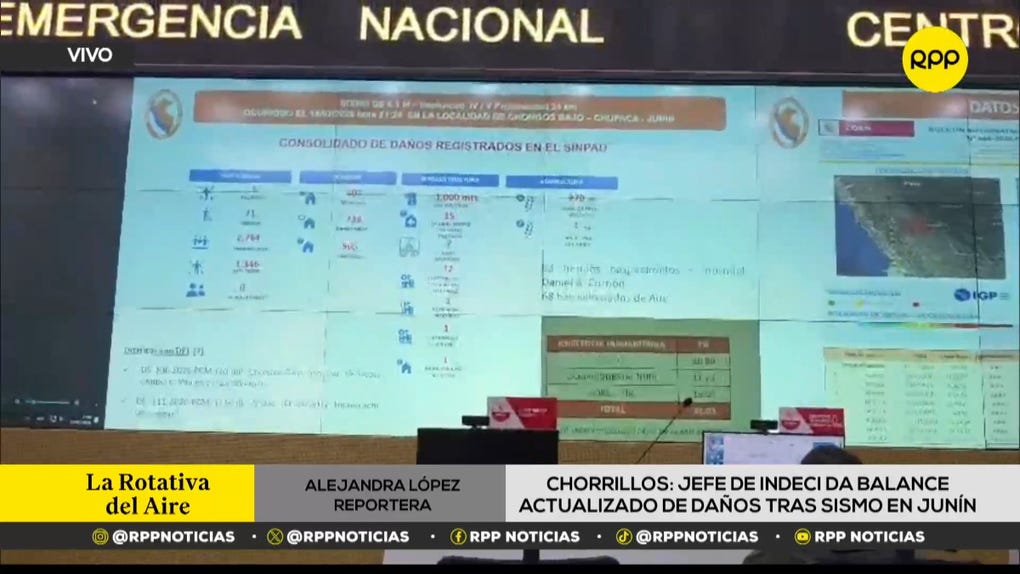Jefe de INDECI da balance actualizado de daños tras sismo en Junín