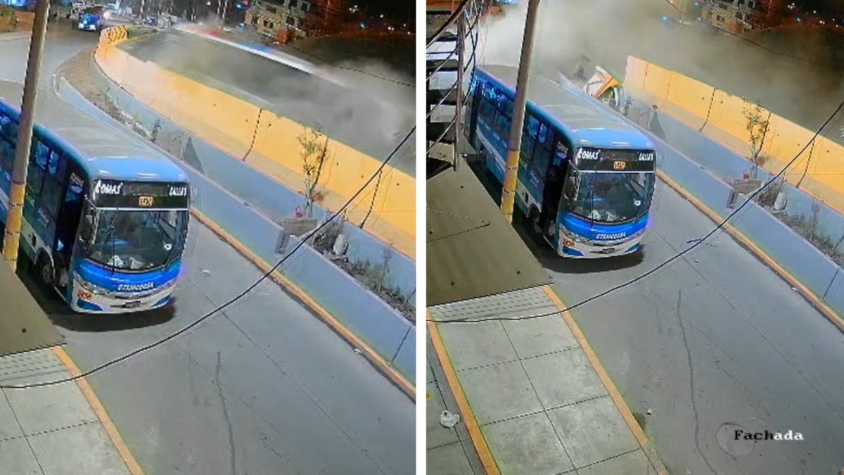 Pasamayito: bus de transporte público fuera de control se despista e impacta contra muros de seguridad [VIDEO]