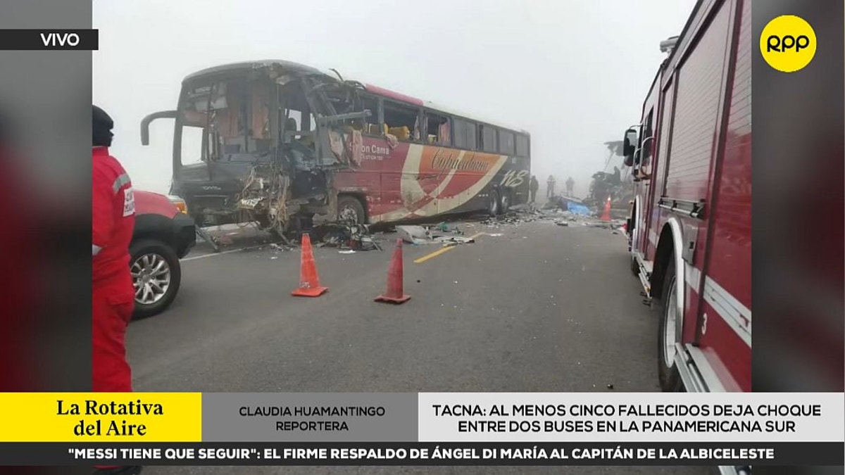 Tacna: al menos cinco fallecidos en trágico choque de buses interprovinciales en la Panamericana Sur
