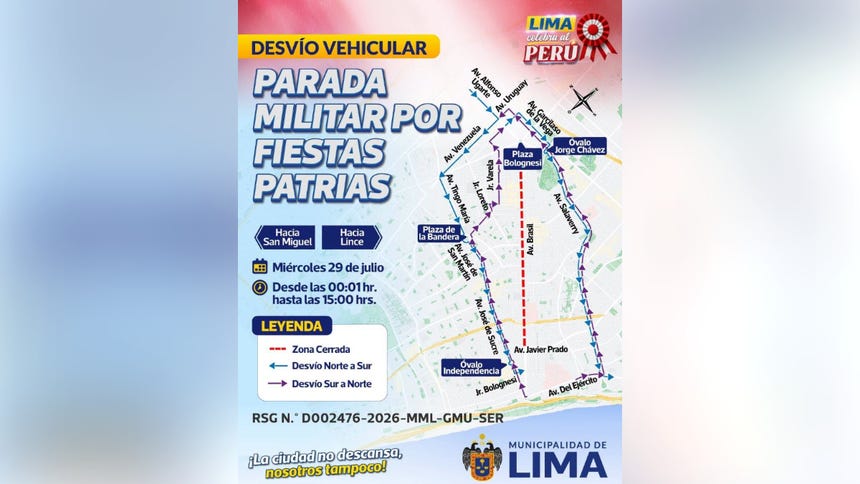 Desvío vehicular por la Gran Parada y Desfile Cívico Militar 2026