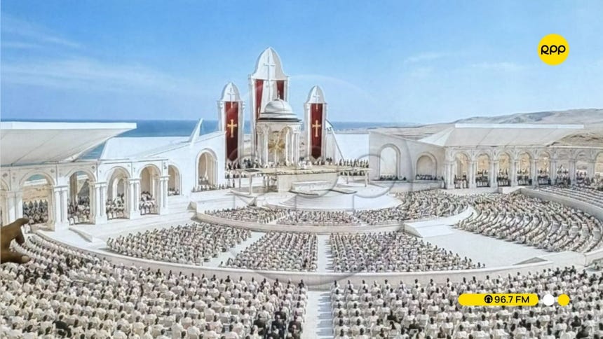 Imágenes de la presentación del escenario en el cual se desarrollaría la misa papal.