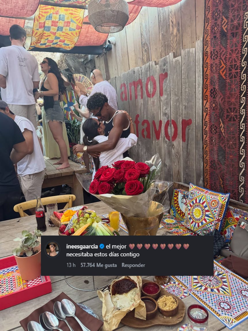 La romántica respuesta de Inés García a las fotos de Lamine Yamal.  
