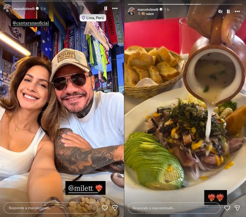 Milett Figueroa y Marcelo Tinelli compartieron fotos y videos de su salida en Lima.