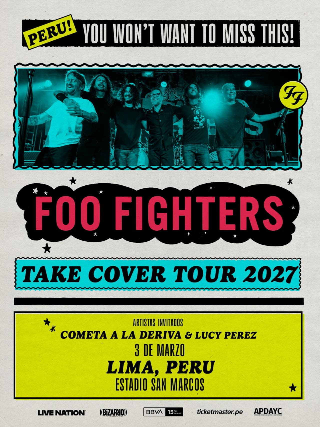 Foo Fighters – Take Cover Tour 2027 in Lima