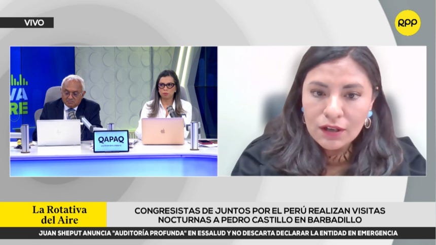 Svieta Fernández defiende visitas nocturnas de parlamentarios de JPP a Pedro Castillo en Barbadillo: 