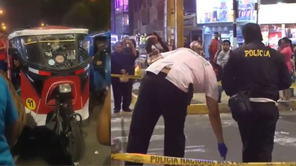 Los delincuentes dispararon siete veces contra el mototaxi e hirieron a un pasajero en la pierna.
