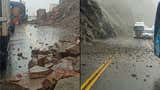 Arequipa: conductores varados en Ocoña por deslizamiento de rocas en la zona de La Planchada [VIDEO]