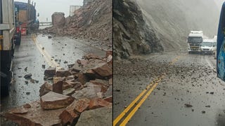 Arequipa: conductores varados en Ocoña por deslizamiento de rocas en la zona de La Planchada [VIDEO]