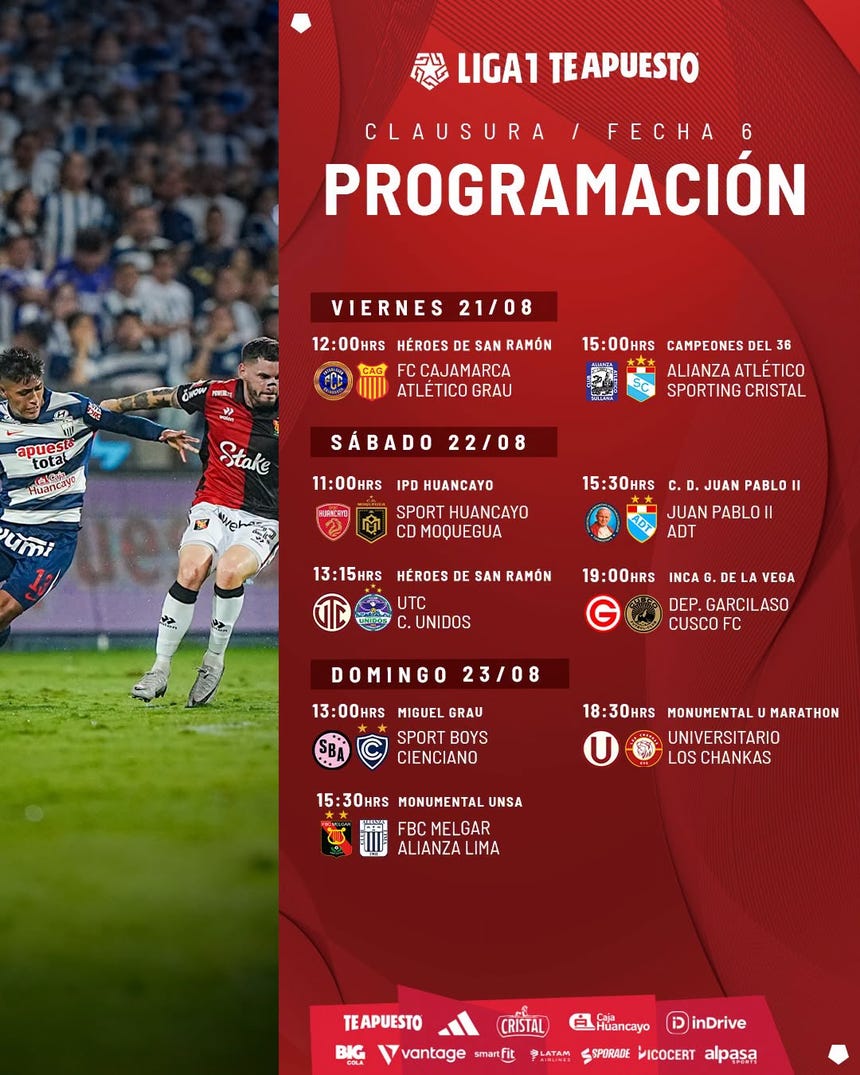 Así se jugará la sexta jornada del Torneo Clausura 2026.