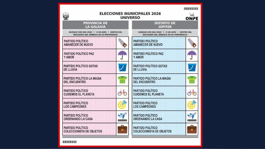 Modelo de cédula aprobada por la ONPE: dos elecciones