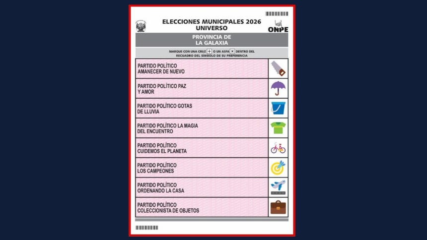 Modelo de cédula aprobada por la ONPE: una elección
