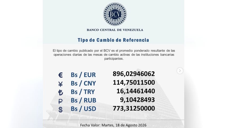 Dólar BCV hoy 18 de agosto del 2026