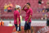 Rodri saltó a la cancha junto a sus nuevos compañeros en el Barcelona.
