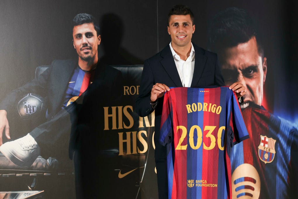 El contrato de Rodri va hasta mediados del 2030. Tiene 30 años de edad.